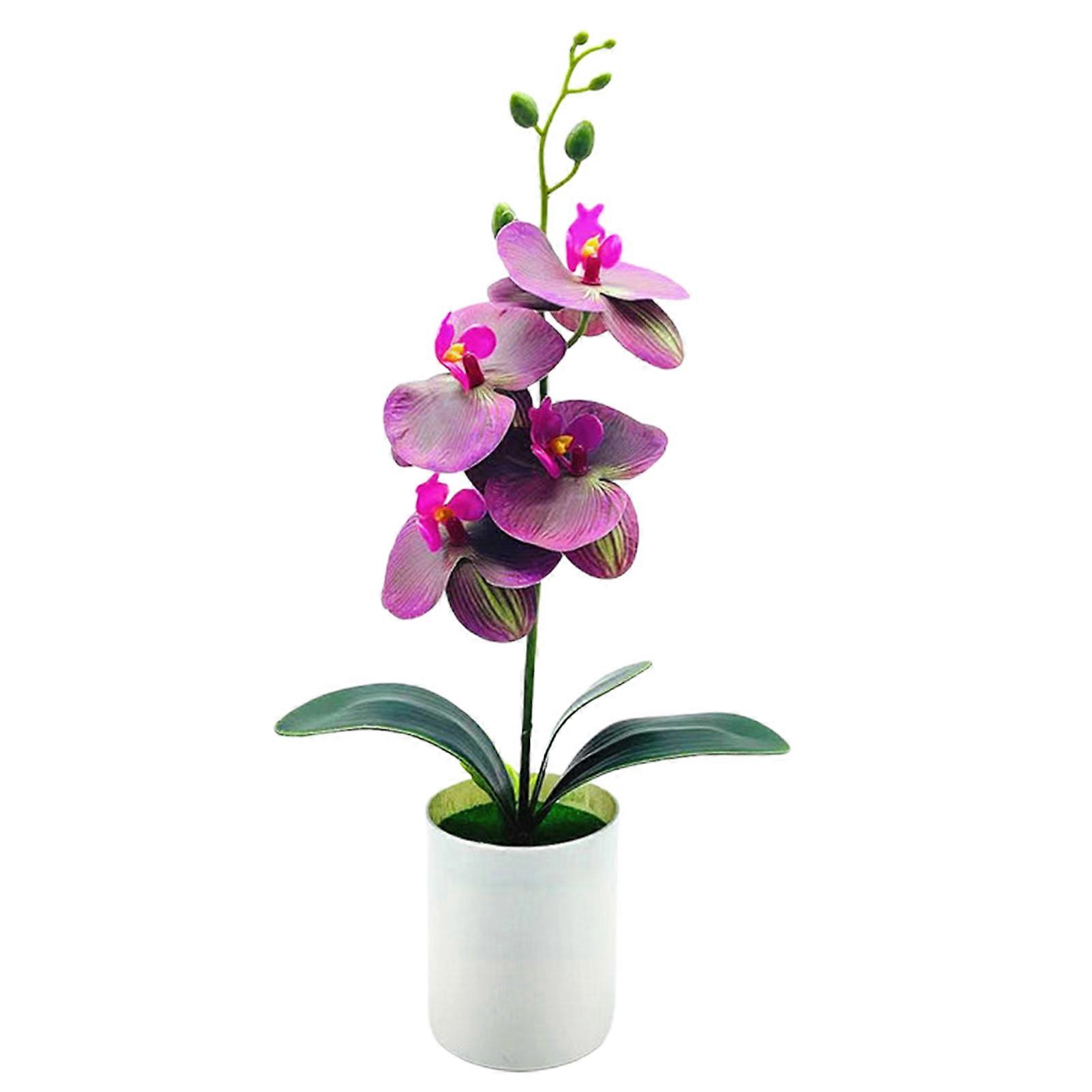 Artificial Plant No-watering Realistic Weather-resistant Outdoor Indoor Potted Fake Orchid Flower for Balcony