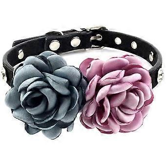 Strass Hundehalsband - Blumen Katzenhalsband mit Bling für Kätzchen Kleine Hunde Weiblicher Welpe - Fancy Chihuahua Yorkie Mädchenblau / lila Everflowering Roses