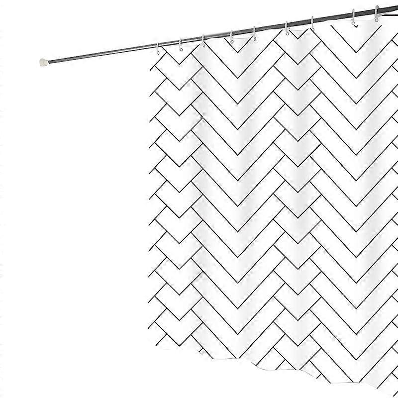 Simple White V Grid Shower Curtain Thickened