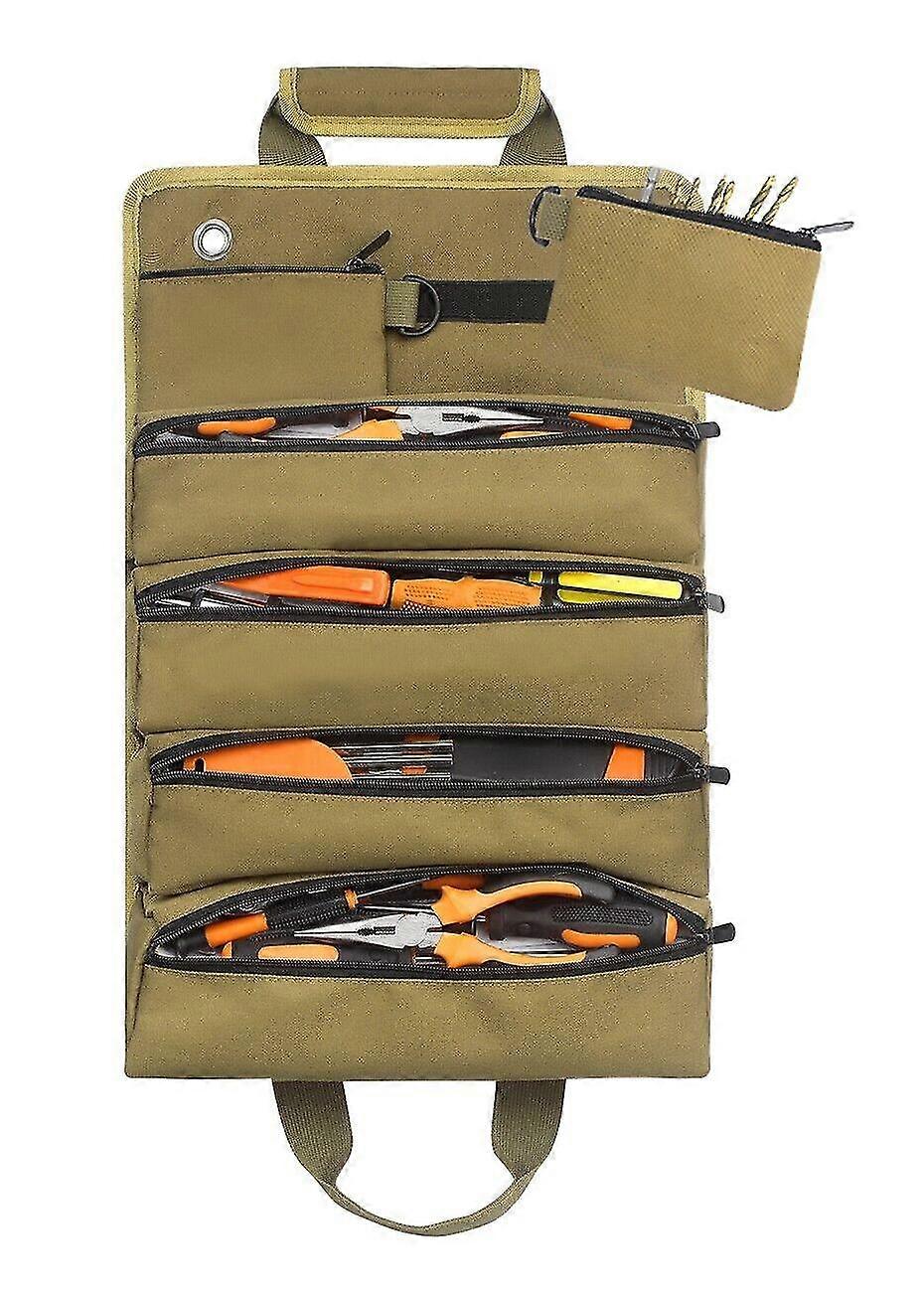 Tool Bag Canvas Roll Up Pouch Electrician Kit Storage Holder Wrench Organizer