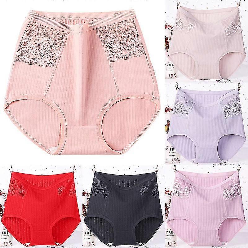 Plus Size Damunderkläder Hög Midja Trosor Kvinnor Bomull Underkläder Bekväm Elastisk Mjuk Sömlös Trosor -aqwg