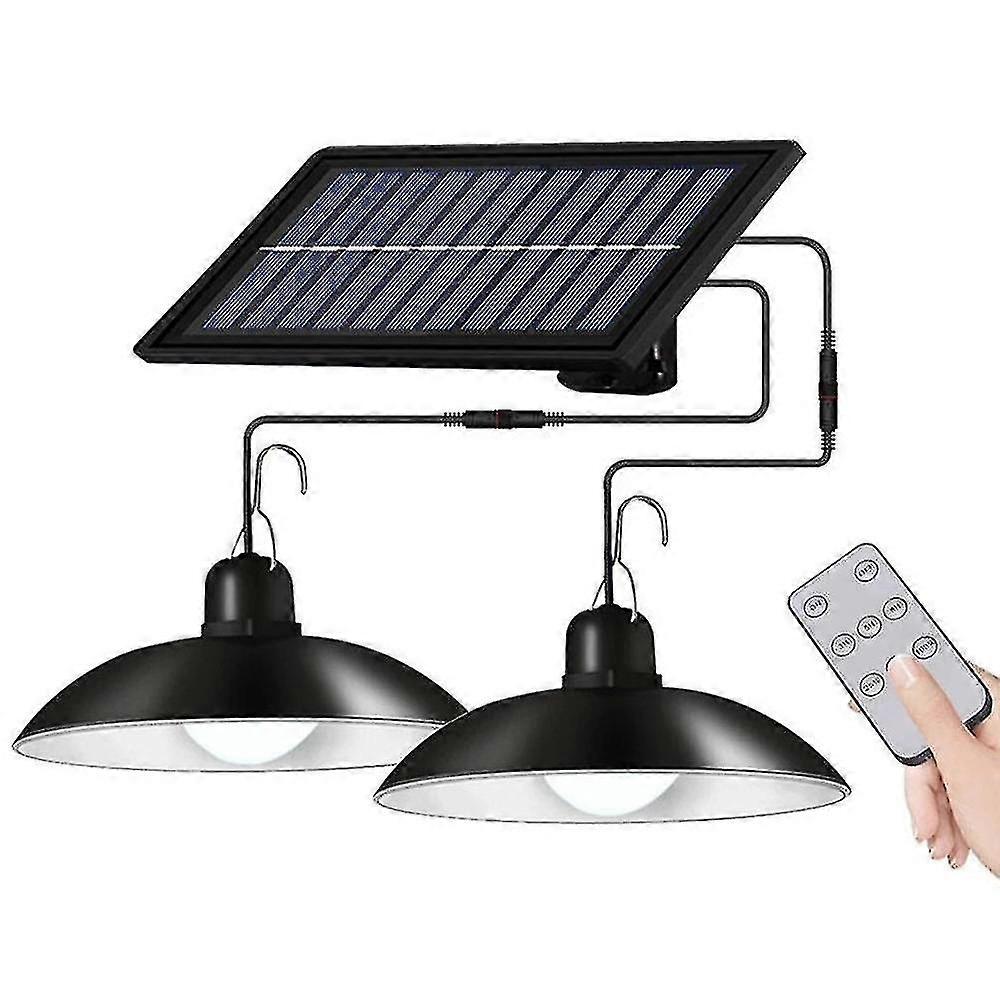 Outdoor Solar Light With Double Head Hanging Shed With Remote Control For Home Patio Garden(white,60led)