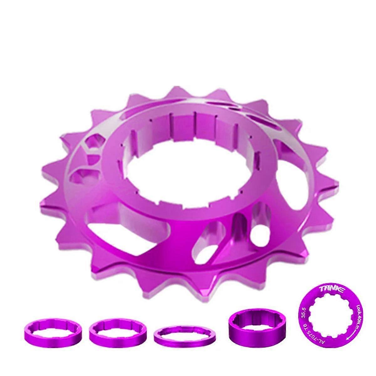 Single Speed Flywheel Conversion Kit 18T Cassette Cog Road Bike Sprocket for Freewheel Chain Purpl