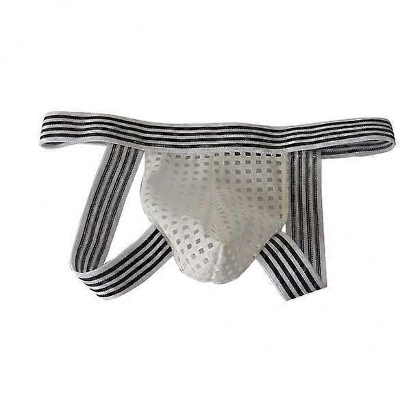 3xMen's Low Waist Openwork See-Through Mesh Briefs T-Back G-String White