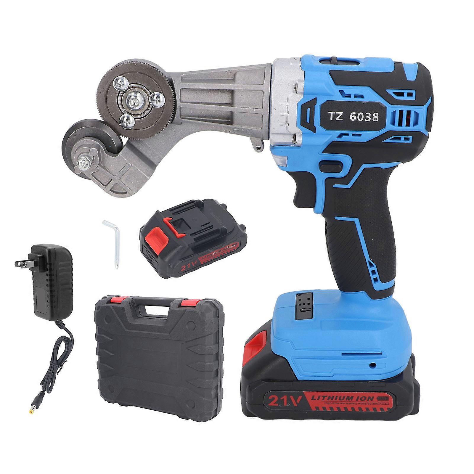 Cordless Metal Scissors 21V Electric Metal Shear 3 Level Rechargeable 360 Rotating Head 100?240V for Cutting US Plug