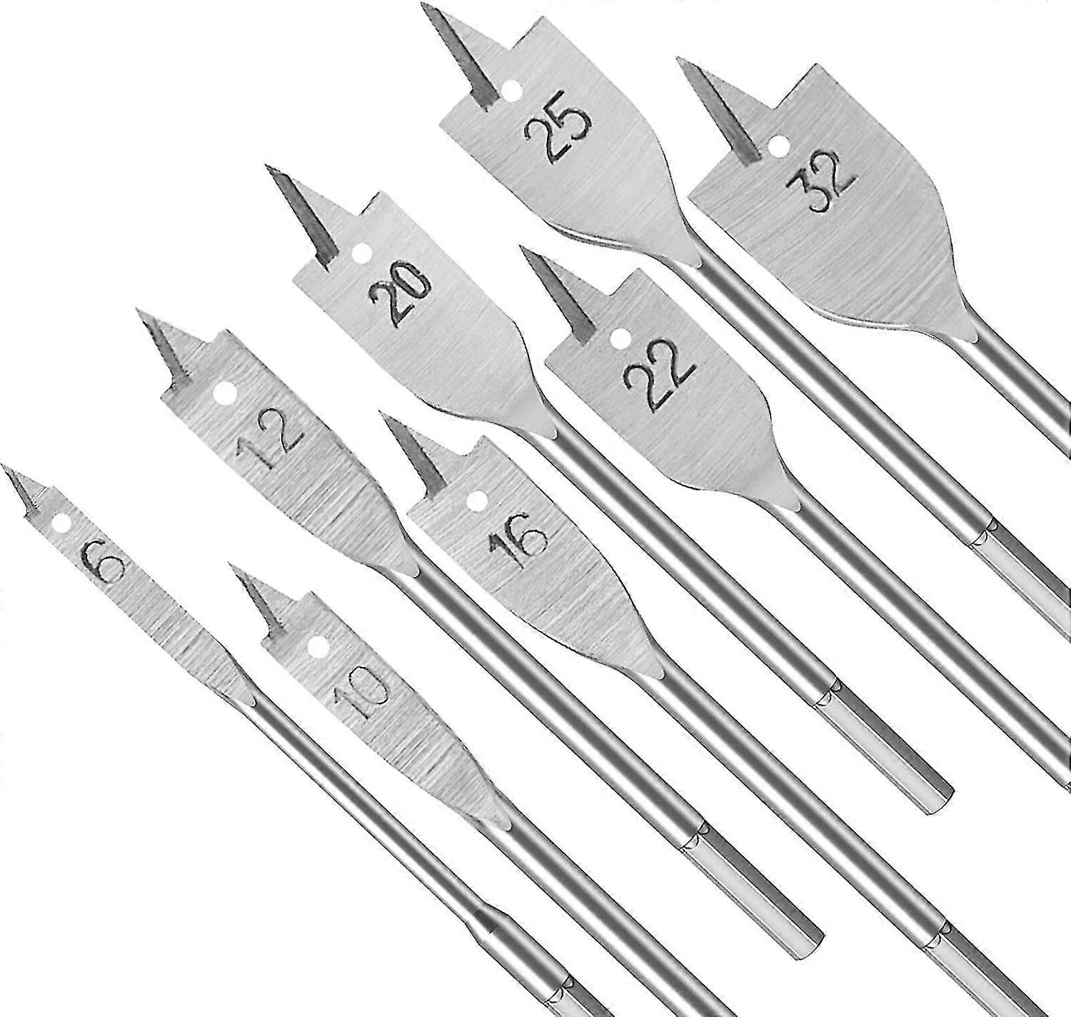 8 Pcs Woodworking Drill Bits,professional Flat Woodworking Drill Bits Kit,wood Flat Drill Bits, 6/10/12/16/20/22/25/32mm For Woodworkin
