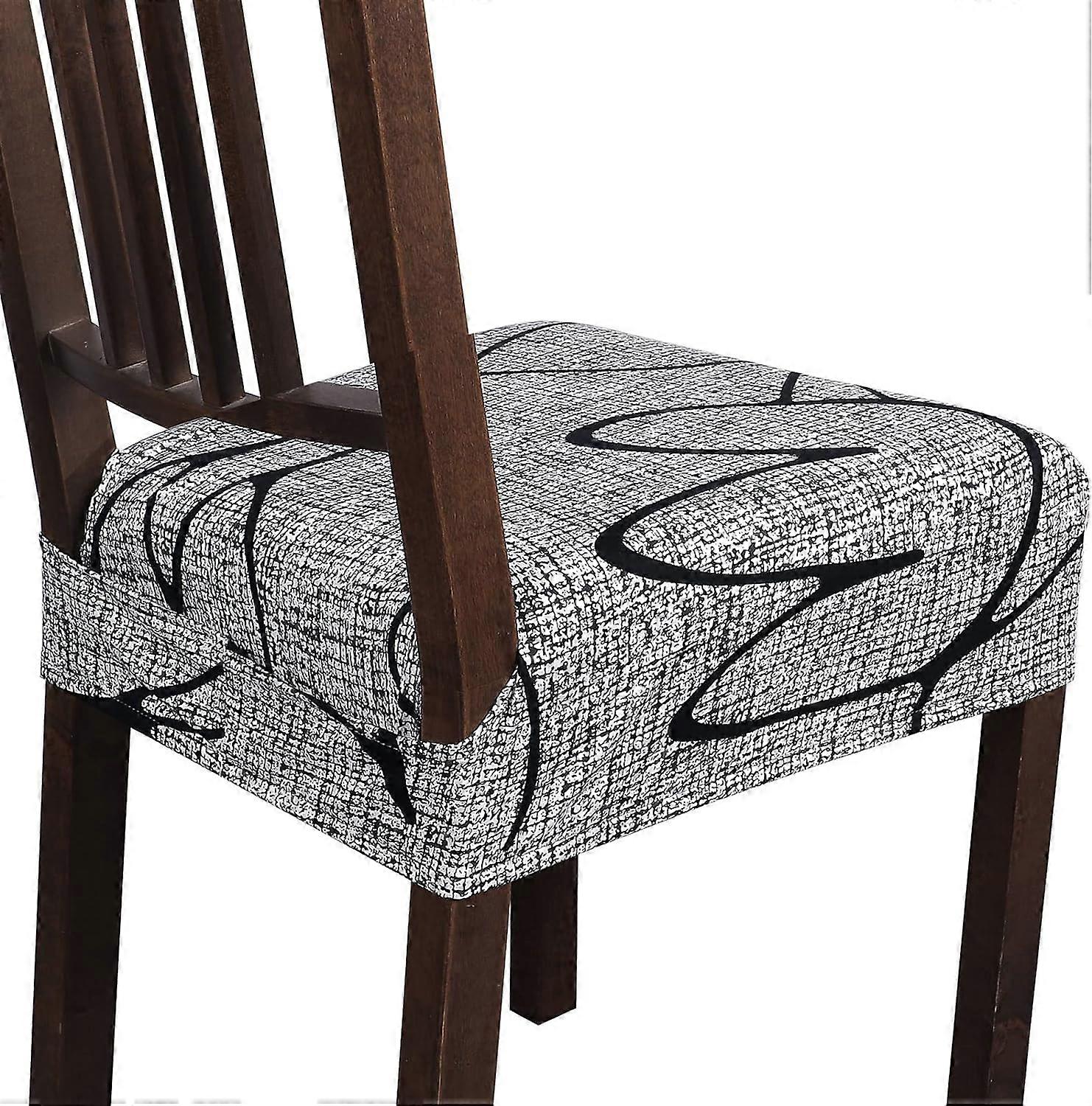 Set of 4,Stretch Soft Removable Washable Chairs Covers for Dining Room, Seat Cushion Slipcovers Protector for Kitchen Armless Chairs (Rear-Covered,Gre
