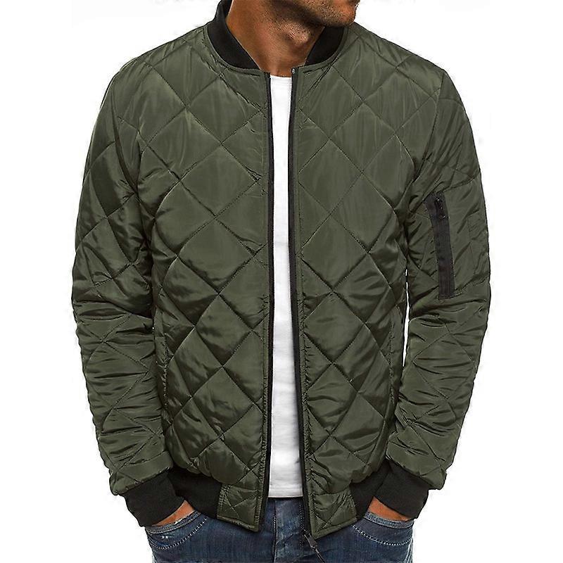 Mens Jackets Quilted Padded Coat Bomber Jacket Outerwear Tops