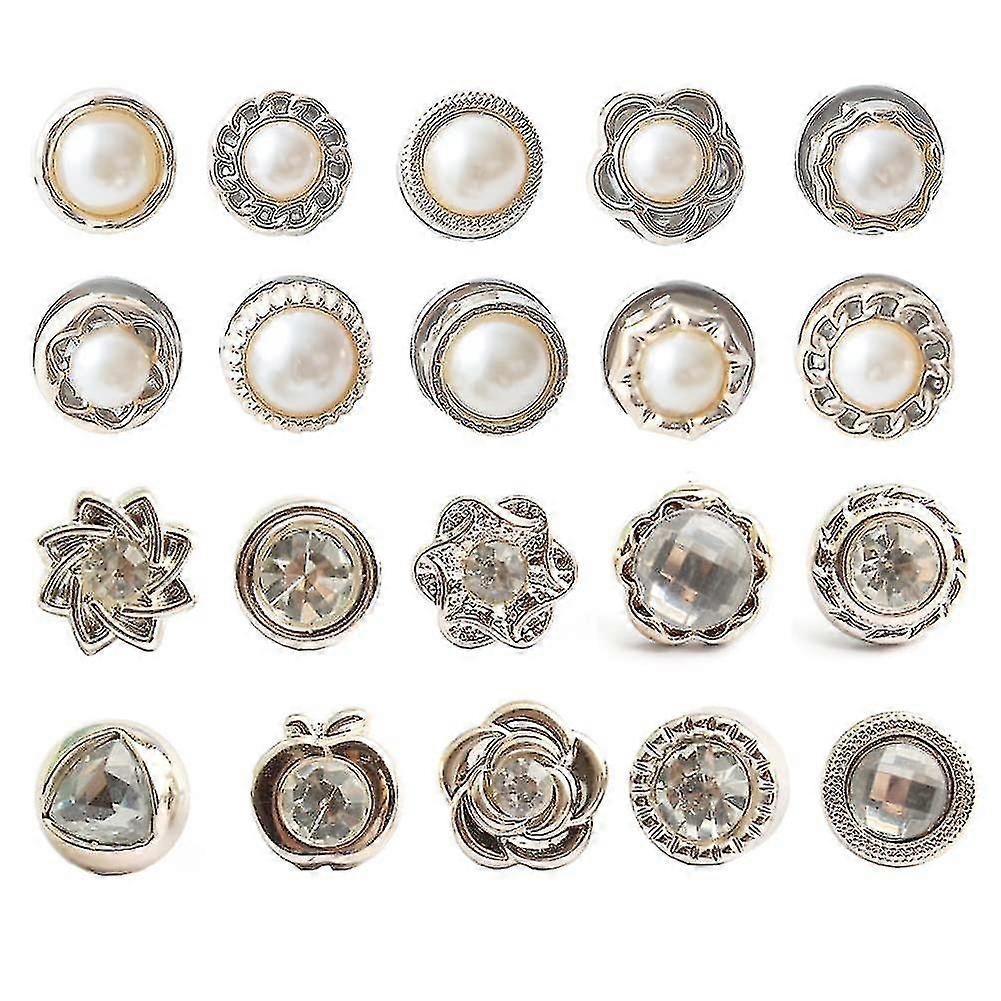 20 db női ing bross gombok gyöngy varrás nélküli gombok biztonsági strasszok Mini bross kitűzők