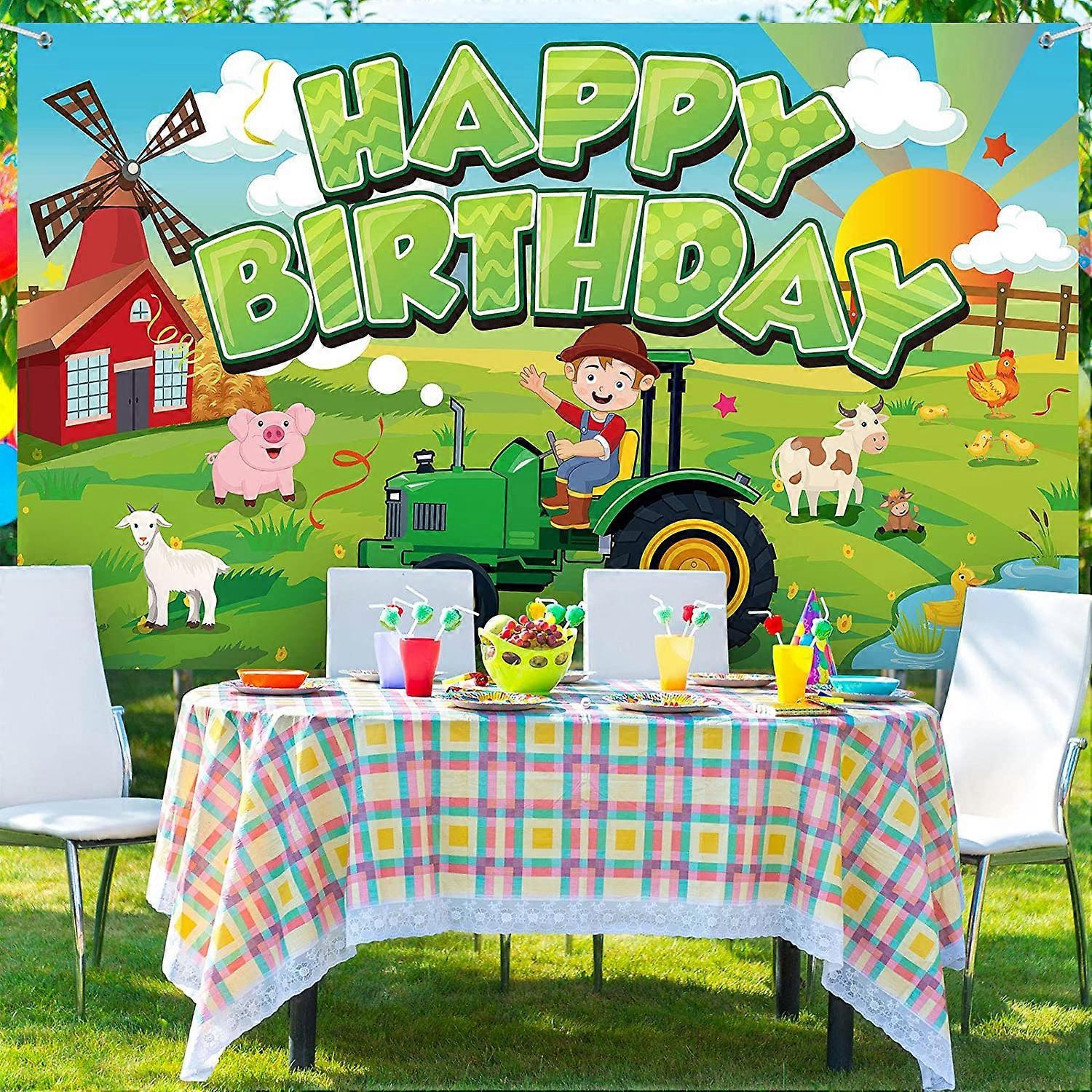 Bauernhof Geburtstag Hintergrund – 185x110 Cm, Tier-Motiv, Mit Seil, Perfekt Für Mottopartys & Fotoecke