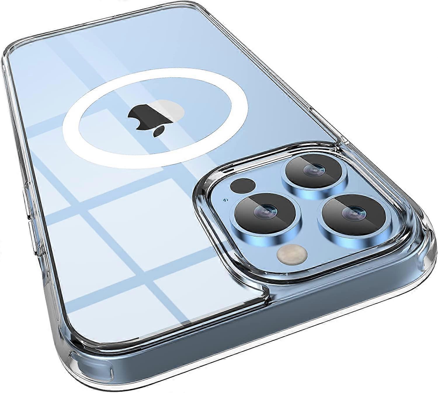 Capa Magnética Transparente Mgnaooi para iPhone 14 Pro Max Compatível com Magsafe[Não Amarela] [Testado Militar] PC Rígido com Capa de Bordas Suaves, Slim S