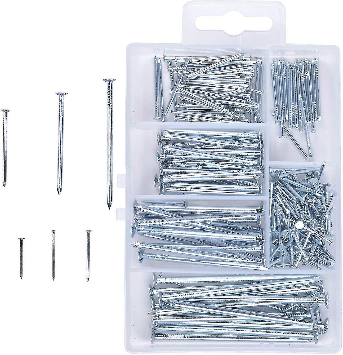 Auspicious-280 Pieces Nail Assortment Galvanized Flat Head Nails Hardware Construction