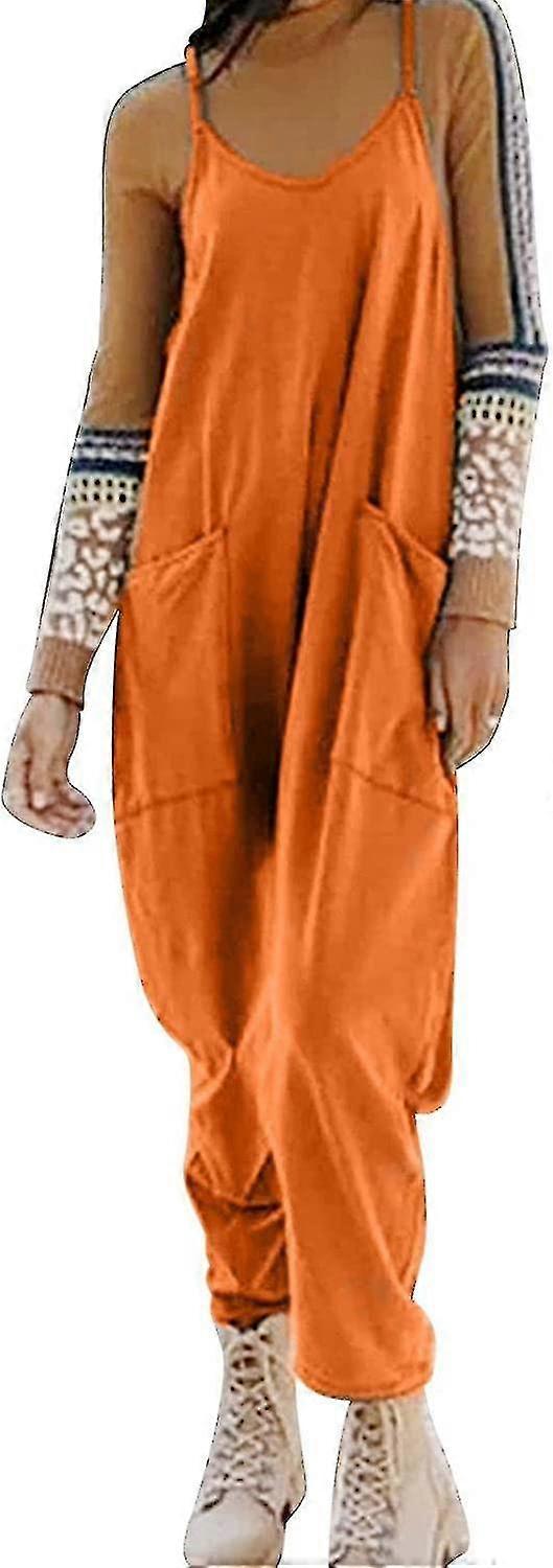 女性のためのジャンプスーツ - ワイドレッグジャンプスーツ女性ジャンプスーツ、スパゲッティストラップ付きレディースカジュアルVネックノースリーブジャンプスーツ