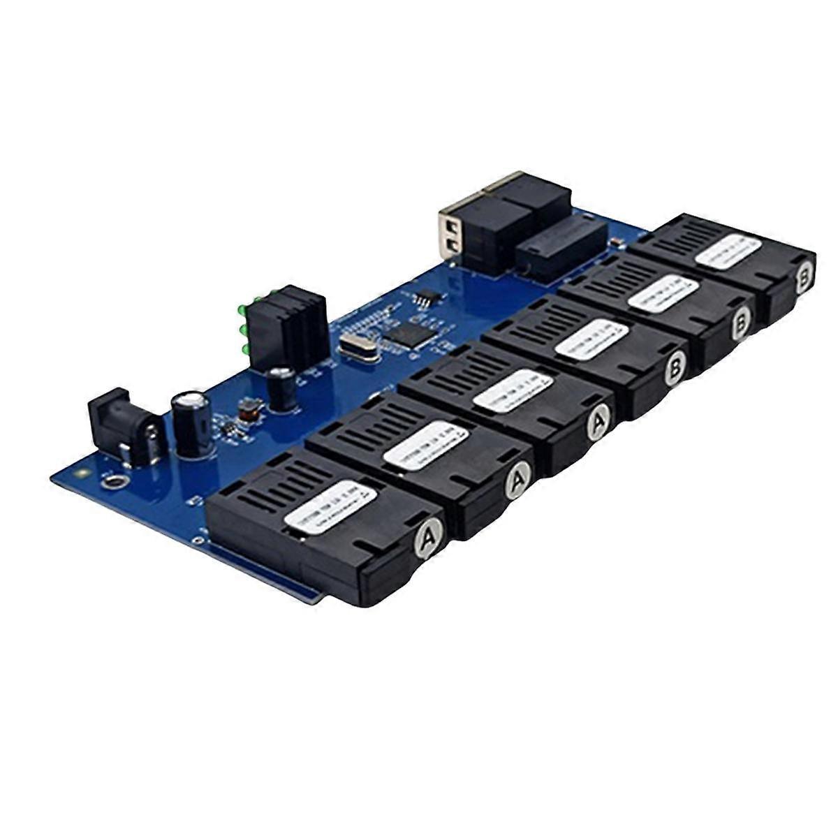 Single Mode Fiber Optic Converters, PCBA Board, 2 RJ45 Port, 6 Fiber Optic Ports, 0-20km, 1310/1550 Mbs PCBA Board