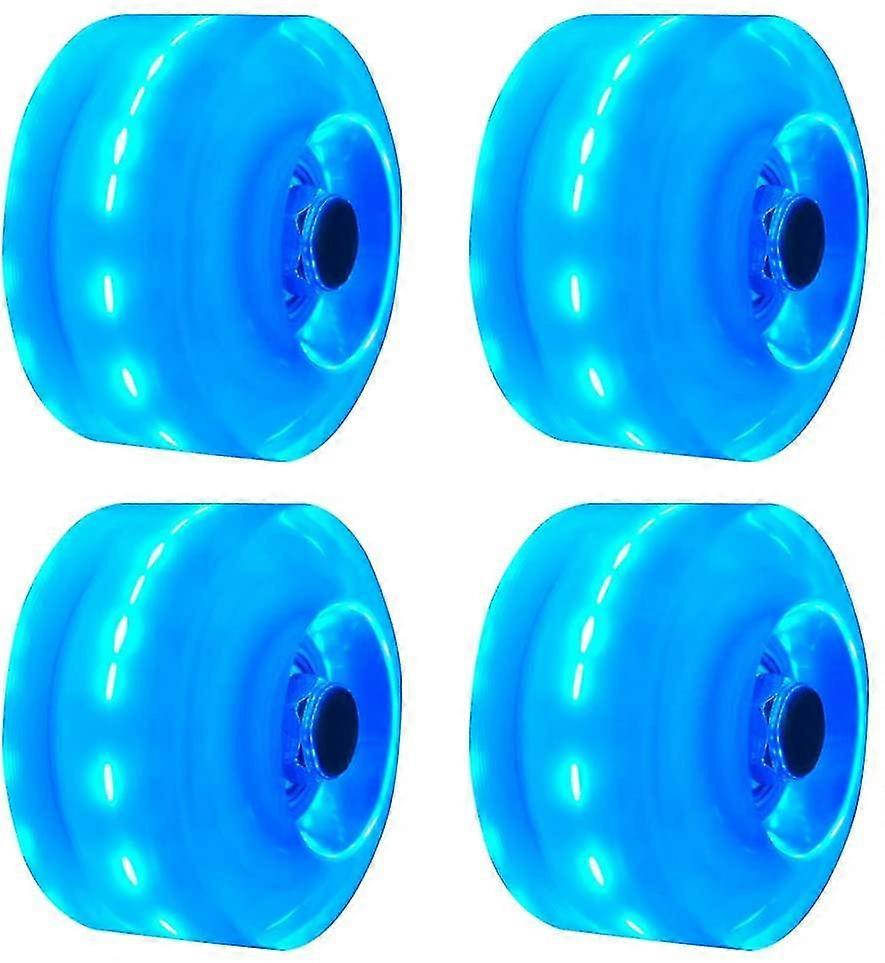 4 Light Up Replacement Wheels for Dual Roller Skateboard, LED Skateboard, 82A Core