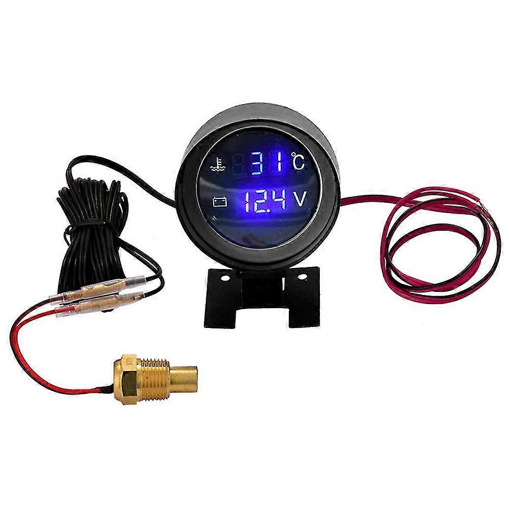 2 in 1 Auto Water Temps Gauge HD LCD Display Voltmeter Temps Meter voor Voertuig