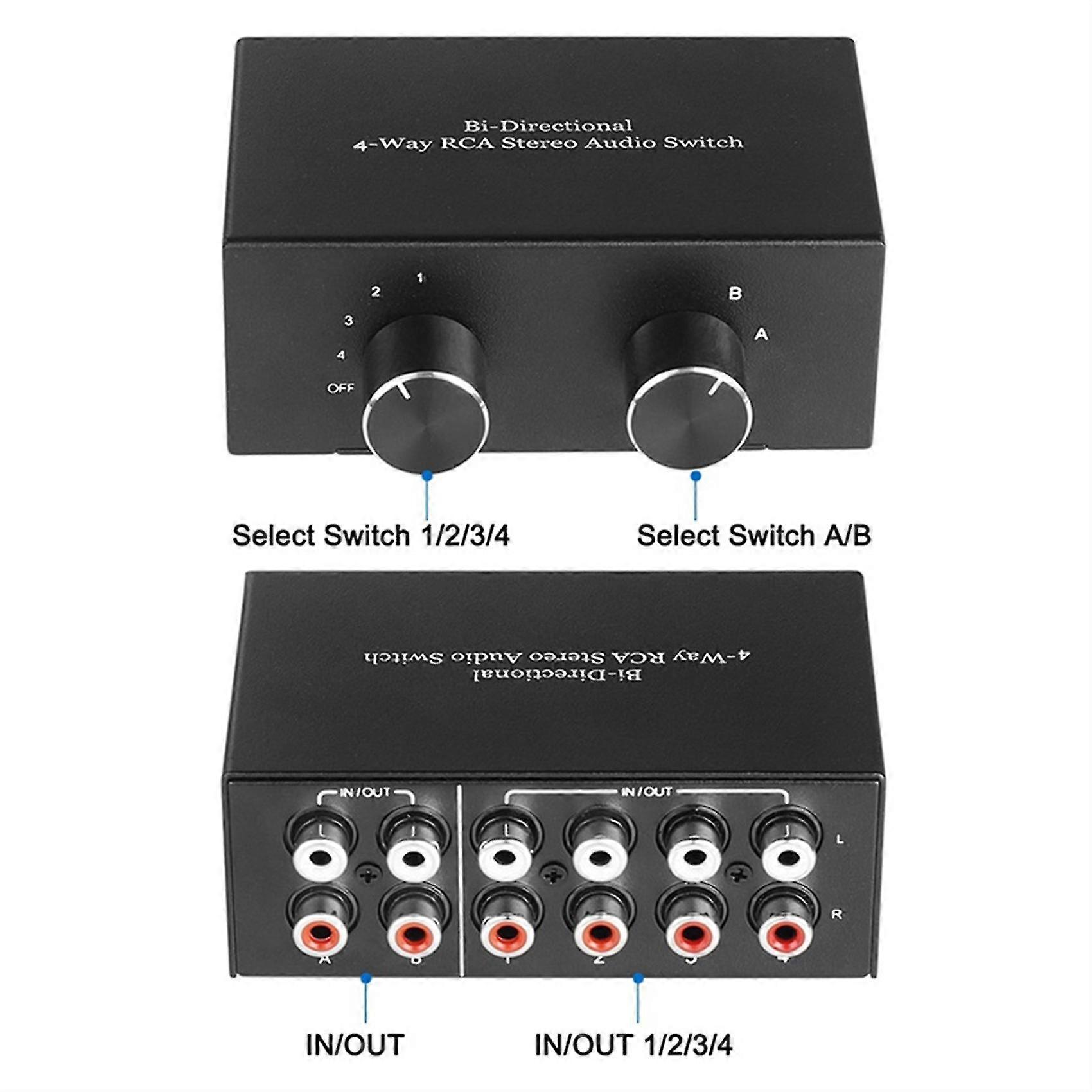 Interruttore audio stereo RCA bidirezionale a 4 vie - Commutatore audio del canale audio L/R