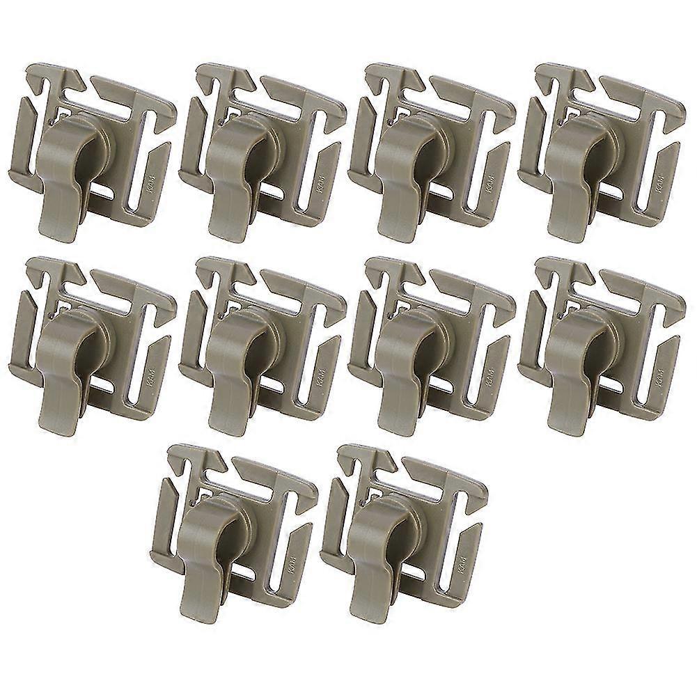 Adjustable Drink Tube Clip 10pcs - Rotatable Backpack Buckle for Outdoor Backpack Accessories (Brown)