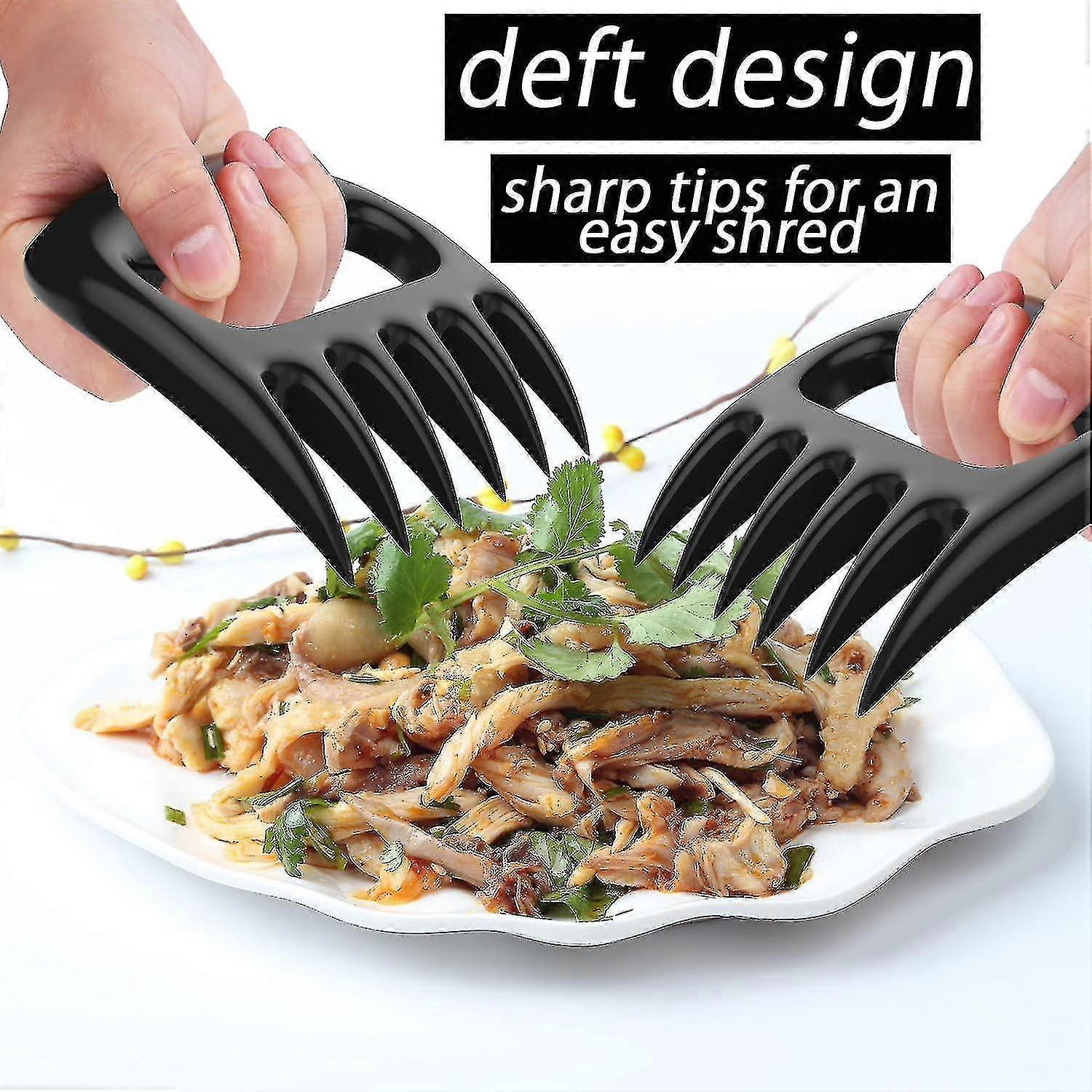 Meat Fork, Meat Claws 2 Bear Paws Meat Beard Cook Tools Accessory Set, For Pulled Aork Pulled Pork Shredders Grilling Meat For Bbq (Black) [Free Shipp
