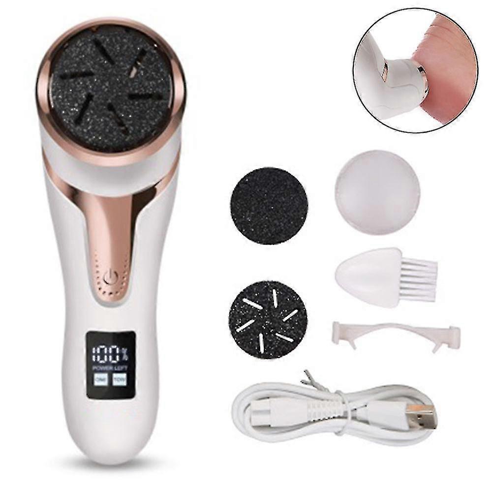 Electric Foot Callus Remover Kit, Rechargeable Pedicure Tools Foot Care Feet File With 3 Heads,2 Speed,Battery Display For Remove Cracked Heels Callus