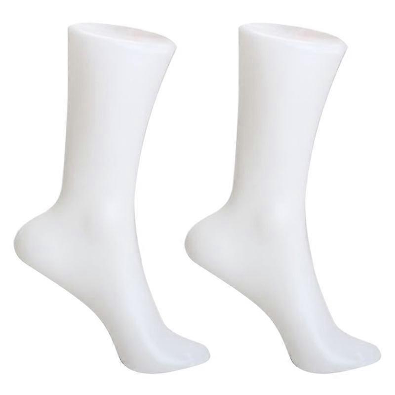 2 stücke Weibliche Fuß Socke Sox Display Form Kurze Strumpf Mannequin Weiß