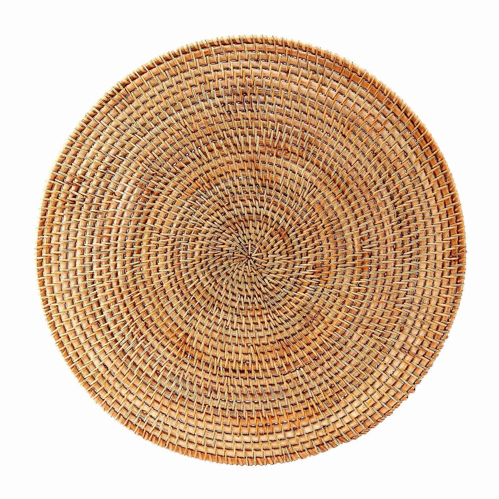 Rattan Woven Placemats,Round Table Mats,Non Slip Heat Resistant Place Mat,Wicker Placemat,Trivets f