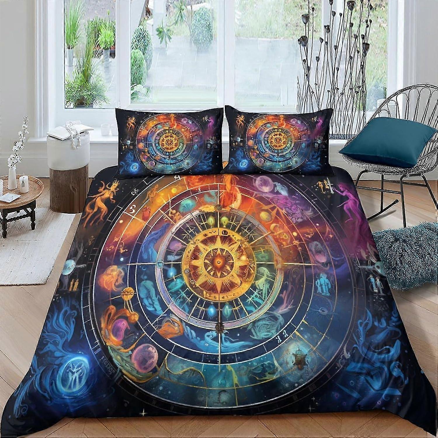 o5499 Lakan Astrolabe påslakan set - 3D, tolv stjärntecken påslakan, täcke sängkläder för barn pojkar och flickor 3 delar set med