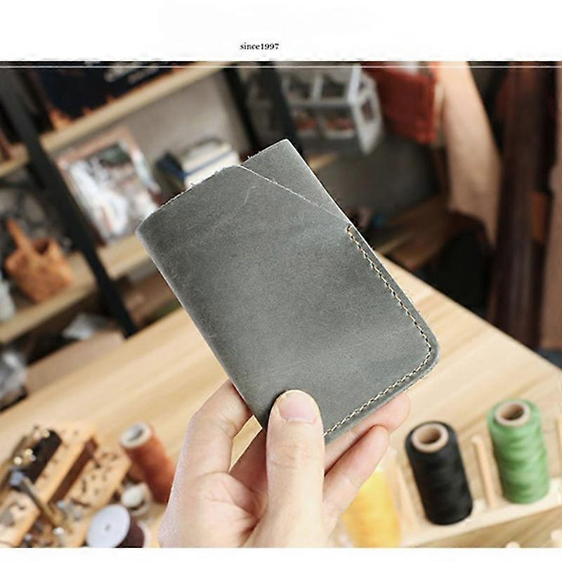 Handmade Genuine Leather Compact Mini Card   Ultra-thin Document Holder Retro