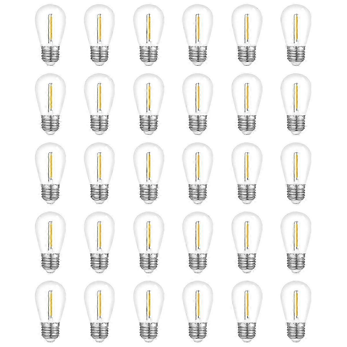 30-Pack Outdoor String Light Bulbs, Waterproof S14 Replacement Bulb, E26 Base Warm White