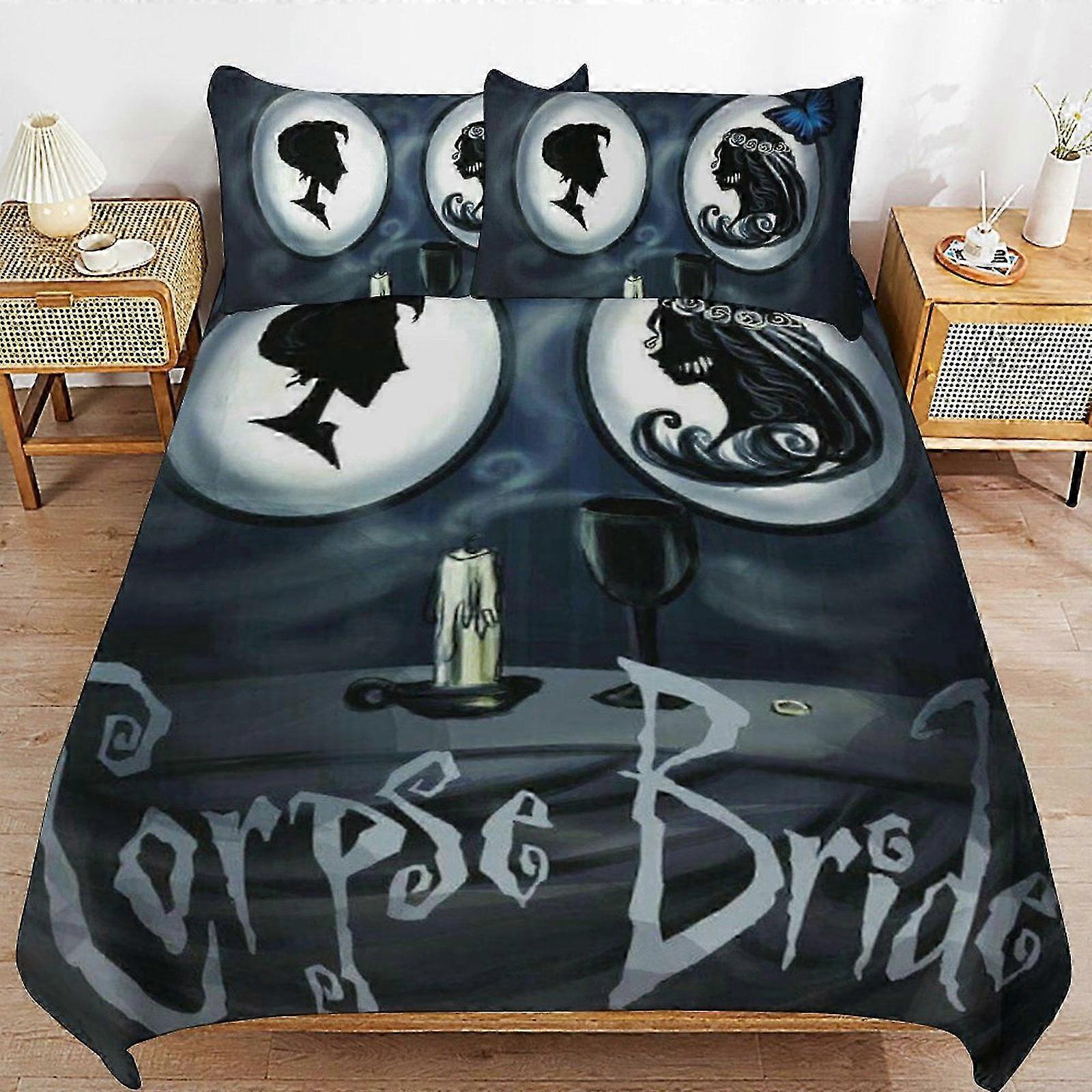 n817 ملاءات السرير جثة العروس لحاف أغطية ، طقم مفروشات 3 قطع مجموعة أغطية لحاف زخرفية (1 غطاء لحاف و 2 غطاء وسادة) ملاءات السرير iiv81