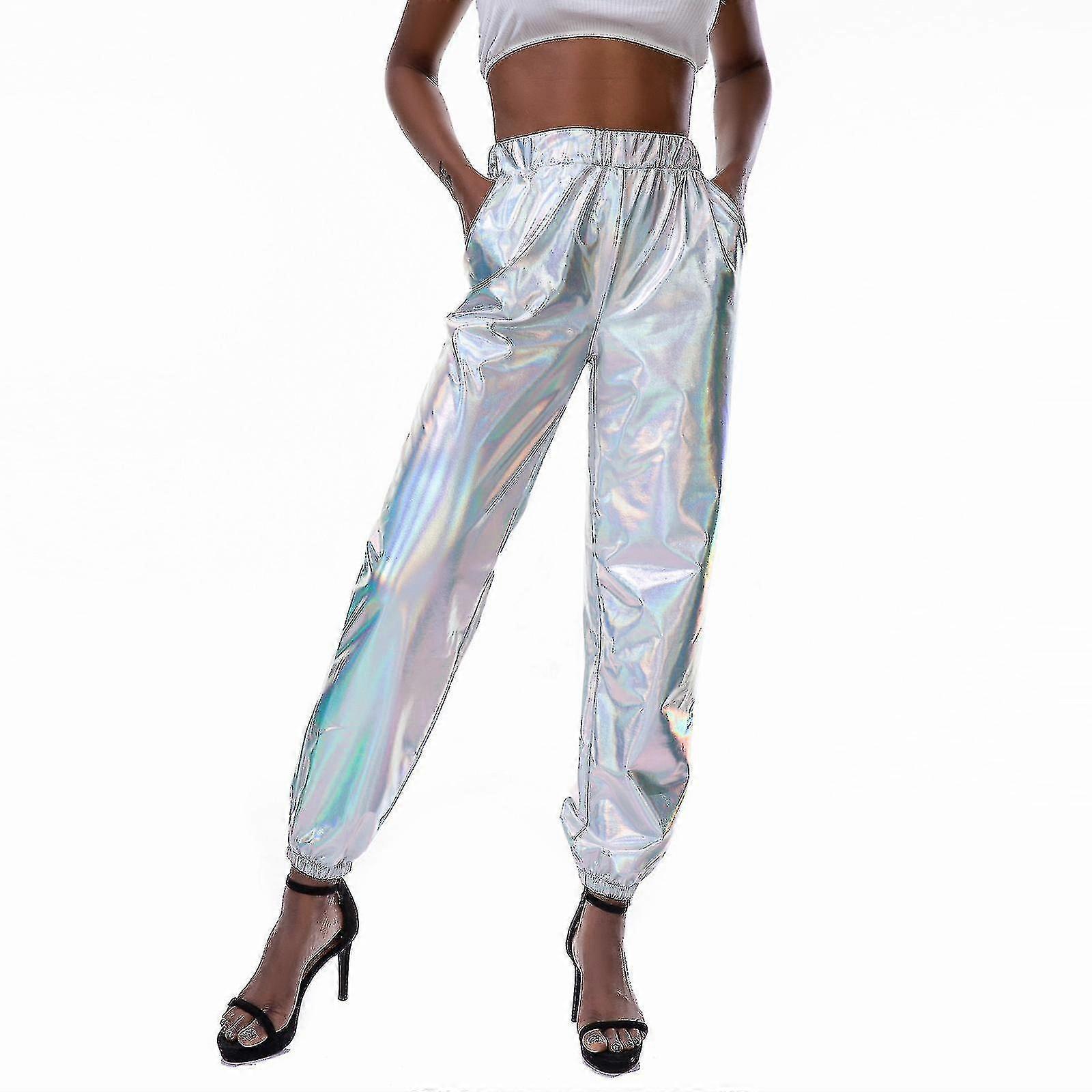 Women's  Fashion Holographic Streetwear  Club Cool Shiny Causal Pants