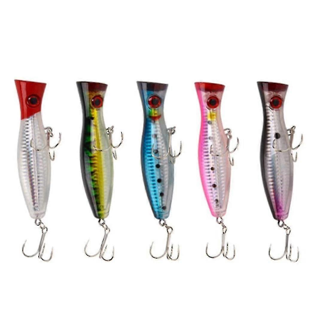 Oberflächen-Angelköder – Popper – Fang-/Spinn-Angelpaket – Meeresangeln – 5 Stück – 12,5 cm