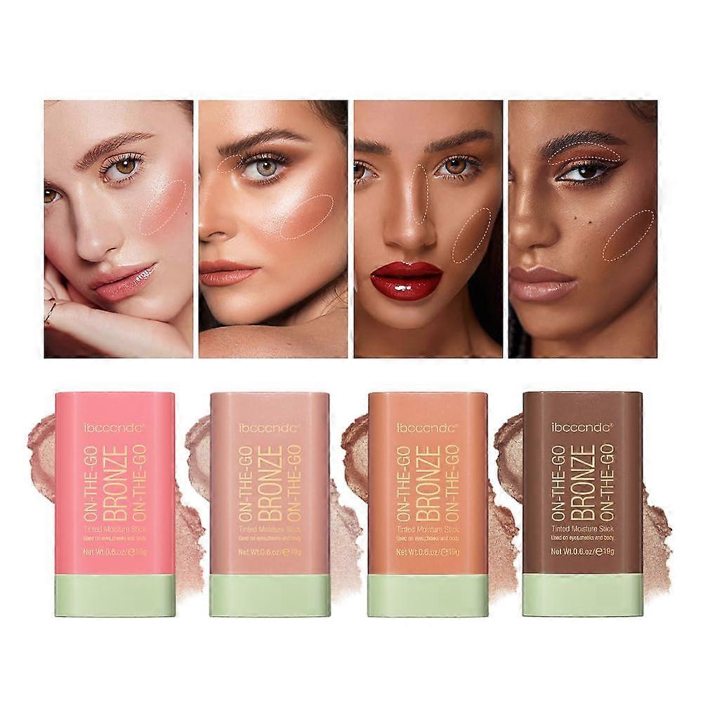 Cream Contour Sticks,Blush&Highlighter Natural Matte Non-greasy and Waterproof Contouring Pen for Cheek & Eyes & Lip