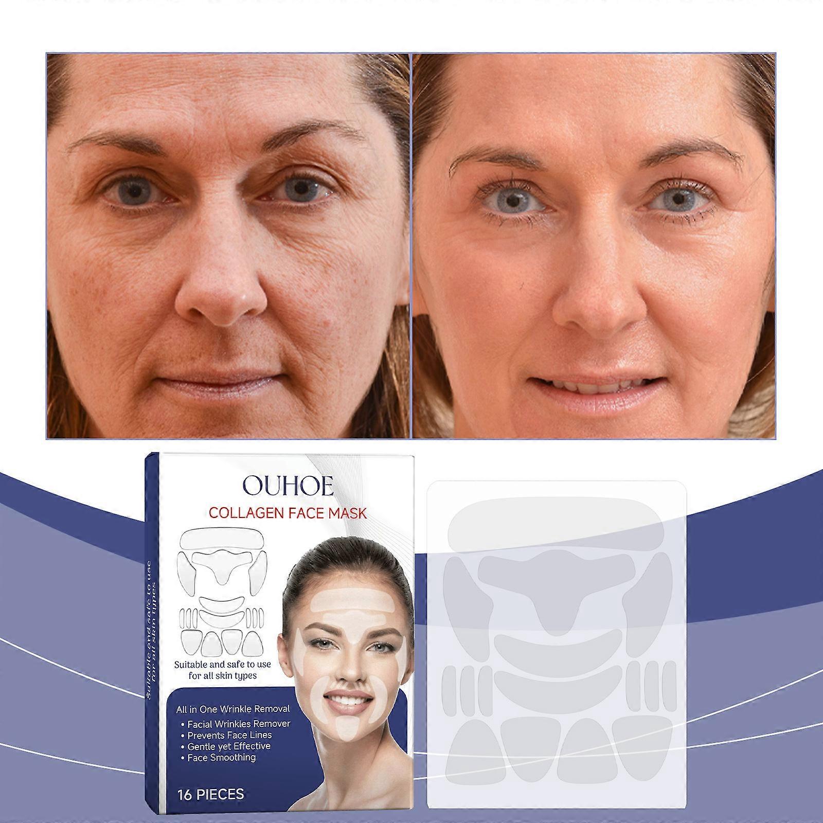 16pcs Face & Forehead Wrinkle Patches, Anti Wrinkle Facial Patches to Reduce Fine Wrinkles, Frown, Smile, Neck & Chest Lines, Anti Wrinkle Treatment