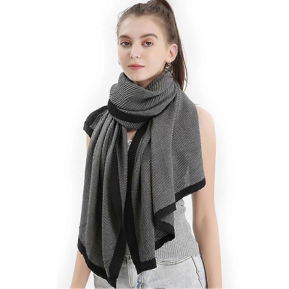 Pleated Scarf Warm Wraps Polyester Scarf Neckerchief for Lady