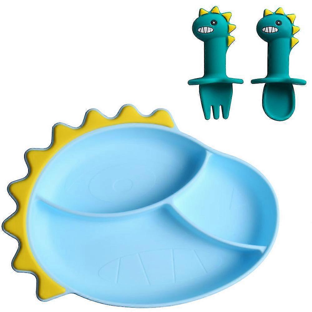 Silic Toddler Plates,suct Plates For With Spond Fork Set
