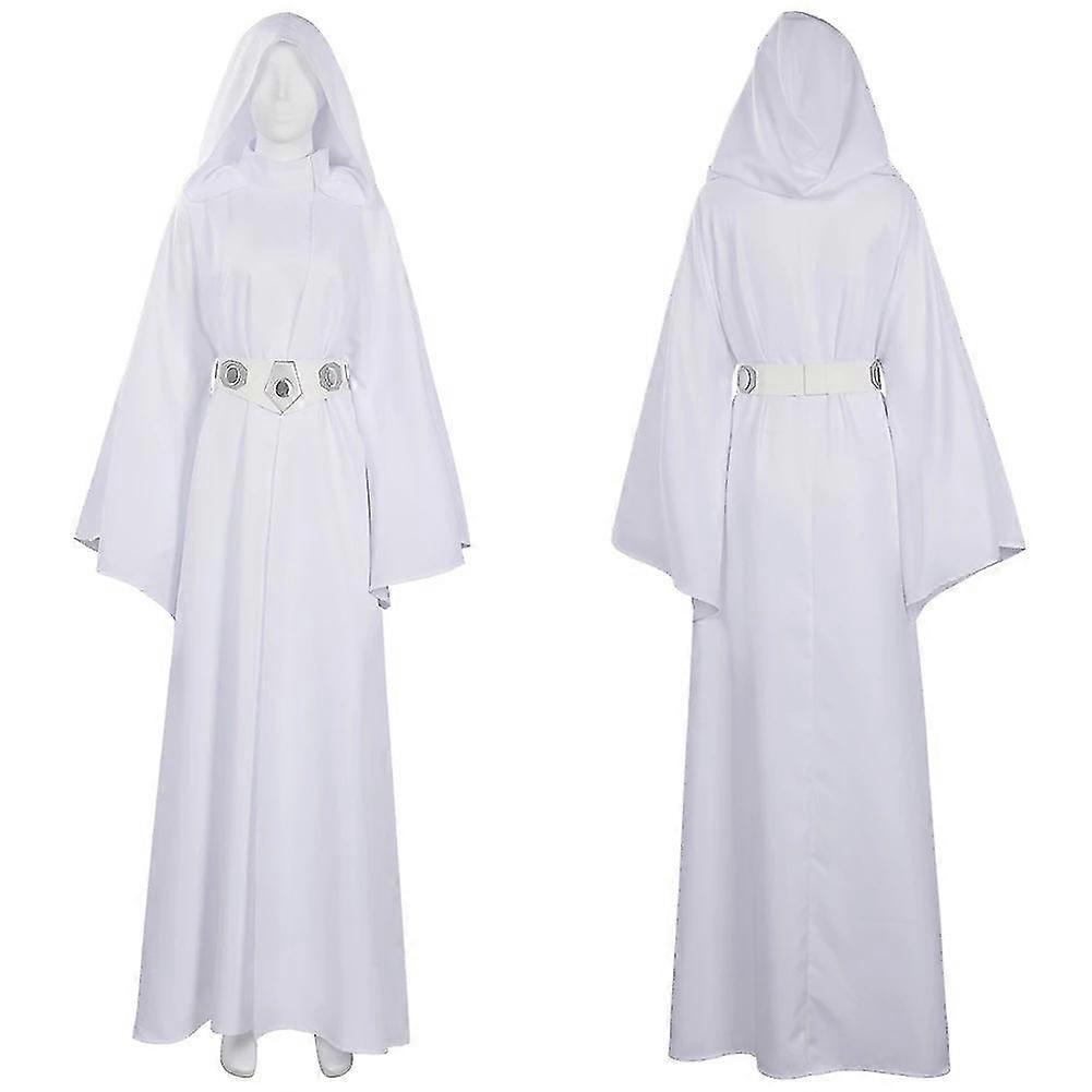 Star Wars Principessa Leia Abito Lungo Bianco Cosplay Halloween Cosplay Costume XXL