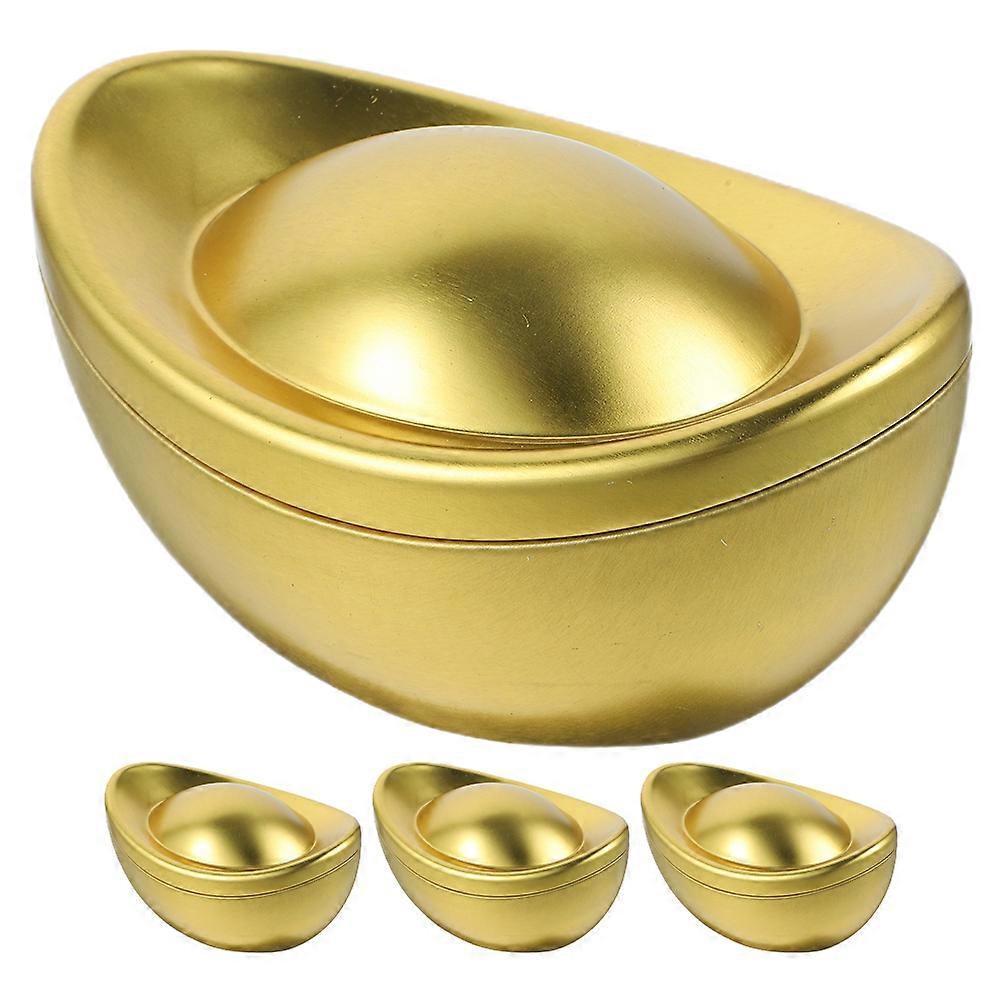 4pcs Empty Tinplate Candy Boxes Ingot Shaped Candy Box Biscuits Candy Treat Boxes