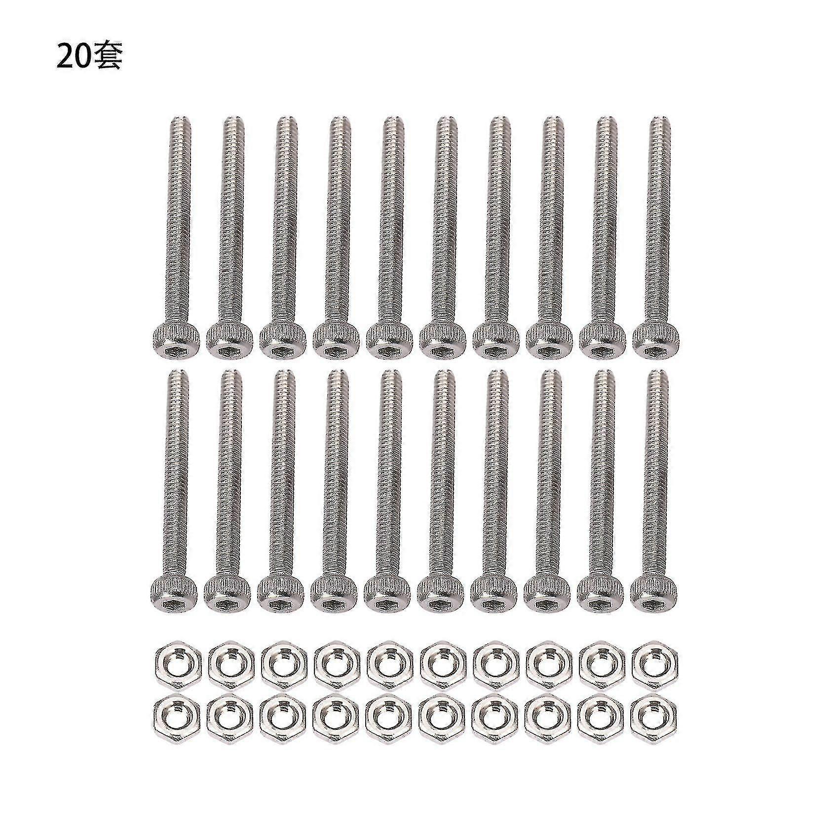 M2 X 20mm Long Hex Socket Knurled Cap Screws Nuts Set