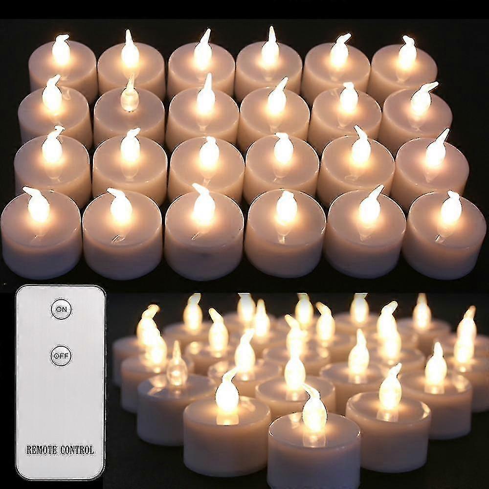 24pcs Flickering Led Tealights Remote Control Battery Powered Fla