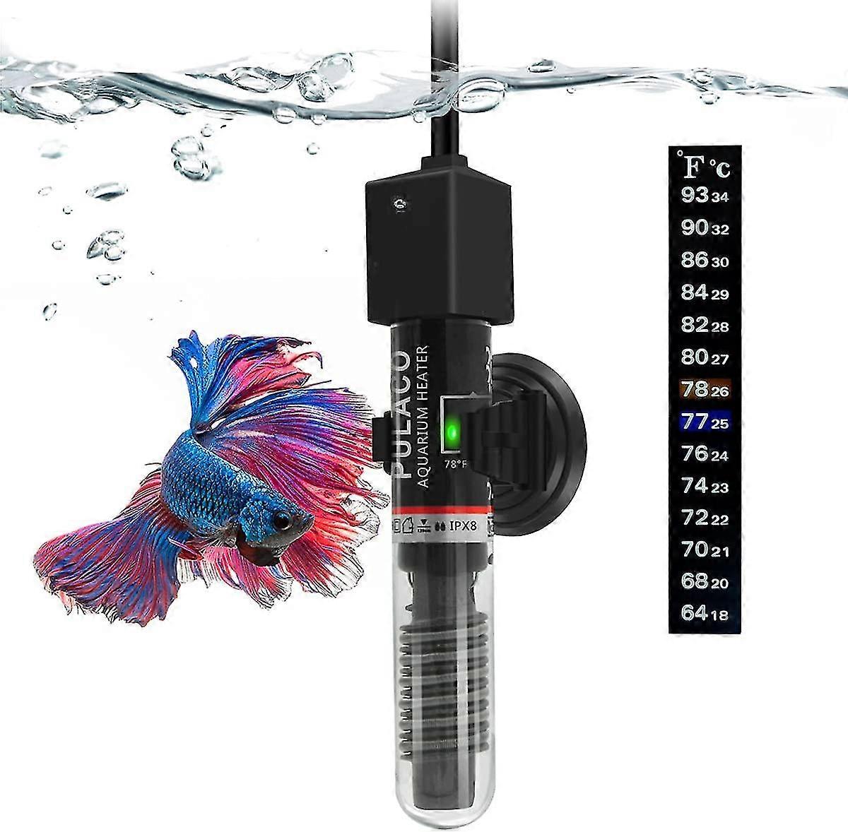 小型 25w 水族箱斗鱼加热器,低于 6 加仑水族箱