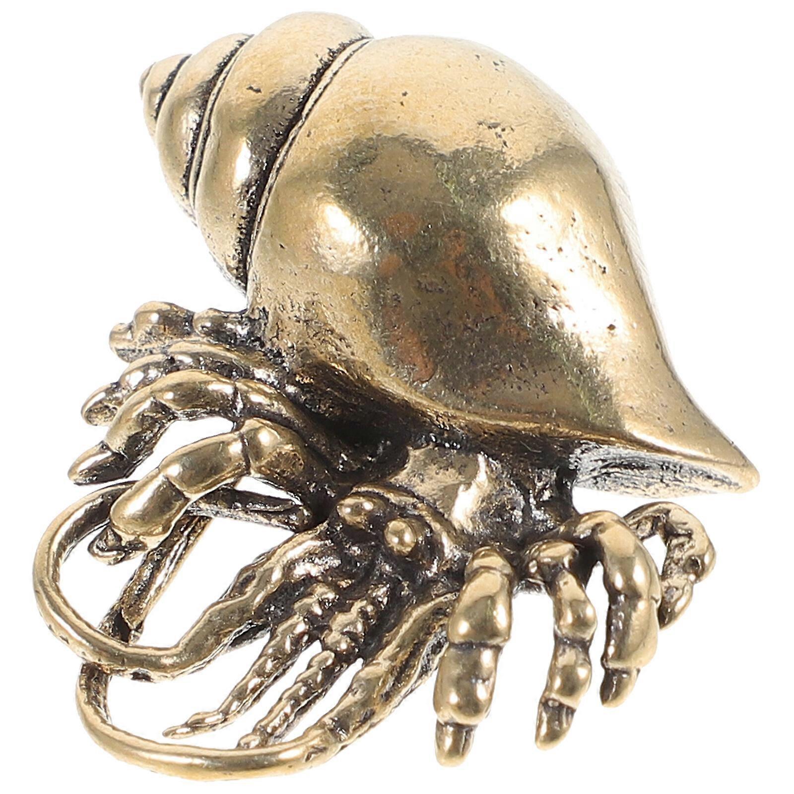 Messingdyrfigur Retro messing eremittkrepsornament Liten eremittkrepsstatue Messing tekjæledyr