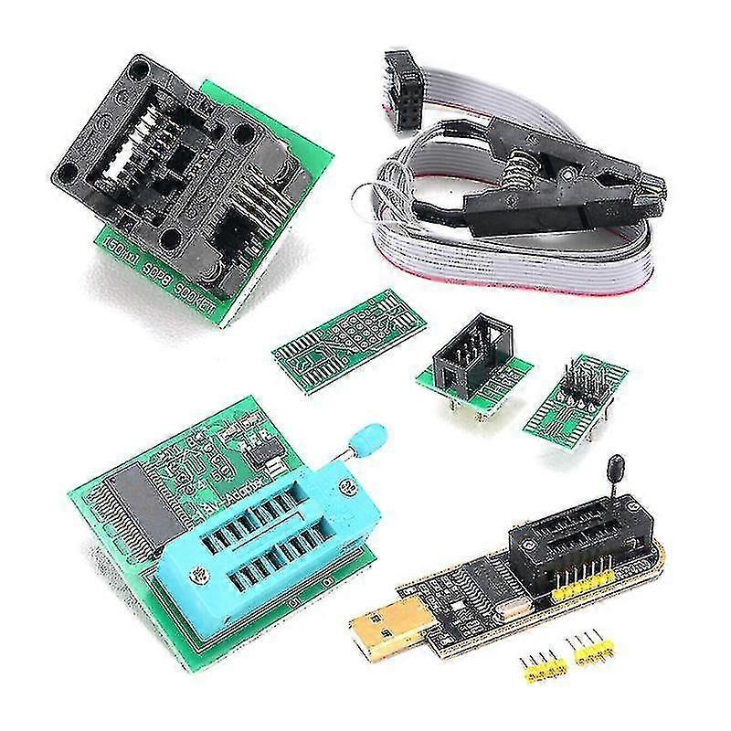 Ch341a Usb Programmer Kit With Sop8 Clip Eeprom Burner Bios Flasher Spi Flash Programmer Kit With 1.8v Adapter And 150mil Sop8 Socket For 24/25 Series