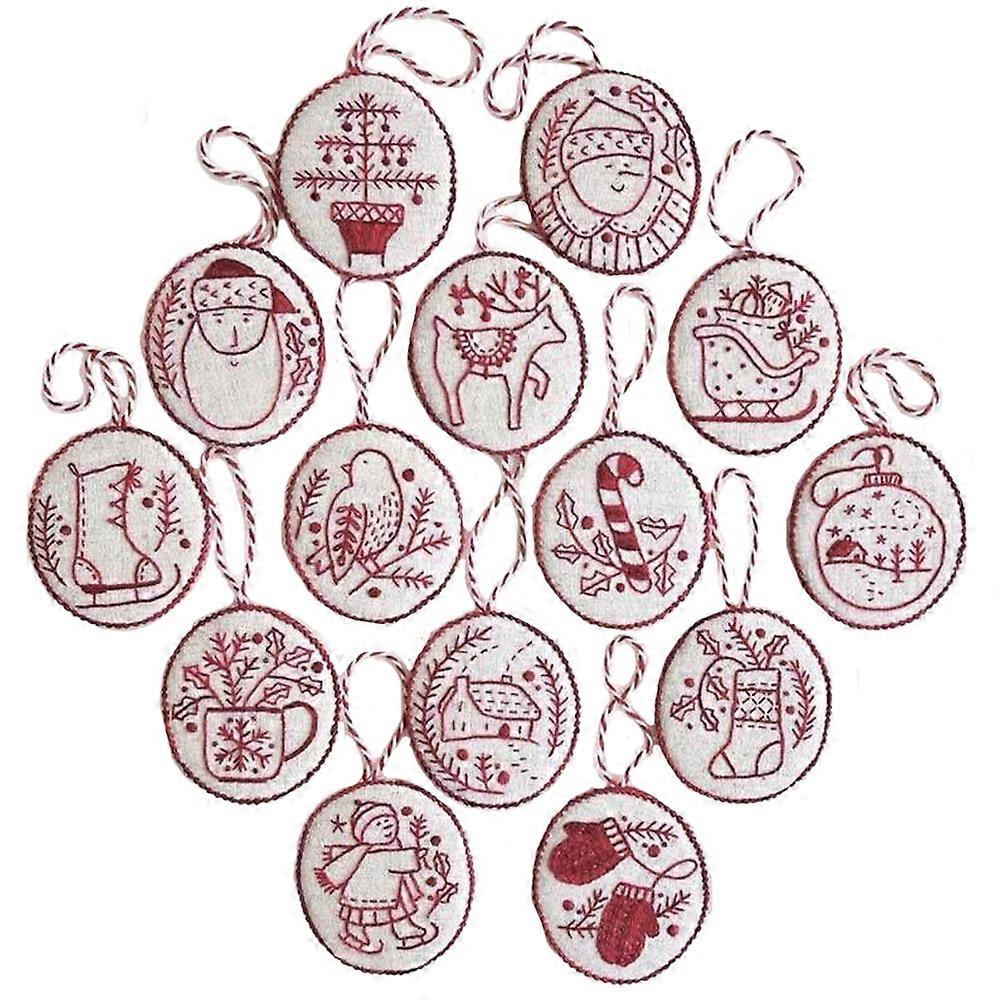 Handmade Embroidery Christmas Decoration Kit, Xmas Embroidery Kit Ornament For Adults Beginner