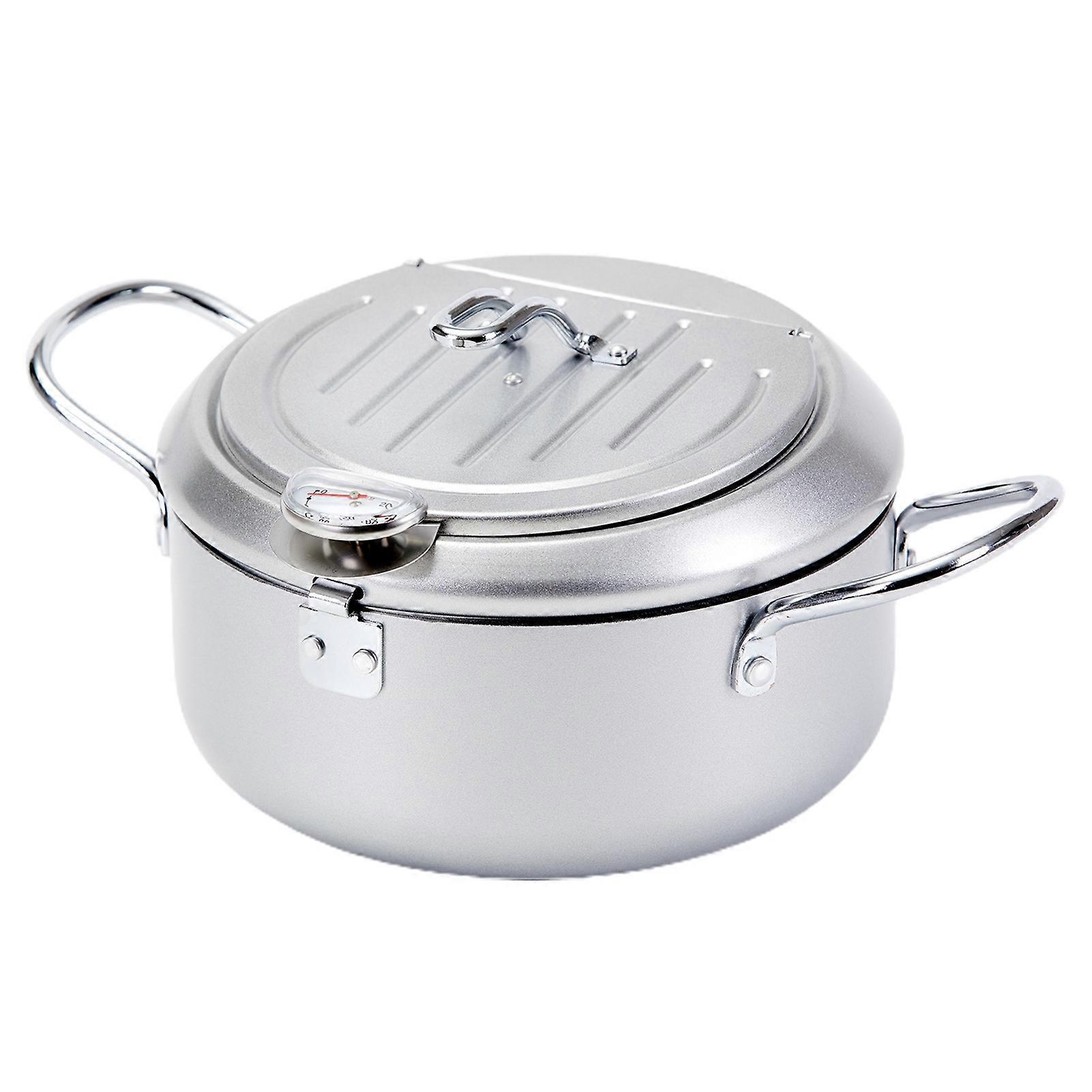 Frying Pot Non-Stick Food Solid Reusable Easily Cleaning Flat Bottom Drain Rack Temperature Control Deep Frying Pot Pan Stove Stew Pot for Home Use