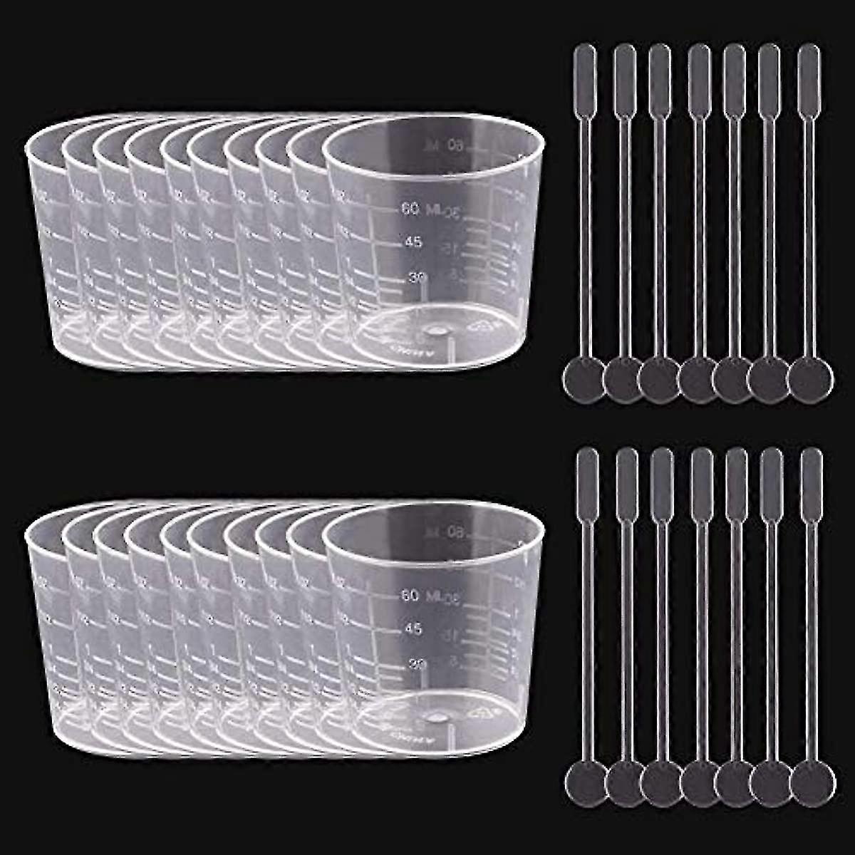 20pcs 60 Ml Mixing Cups,reusable Measuring Cups Transparent Scale Cups Epoxy Resin Graduated Cups Measuring Jug For Mixing Paint Stain Epoxy Resin,wit