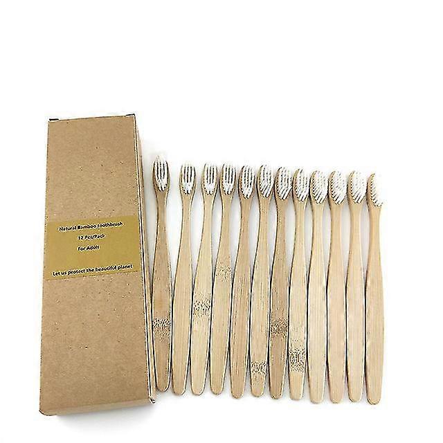12 Bamboo Charcoal Toothbrushes Soft Bristles