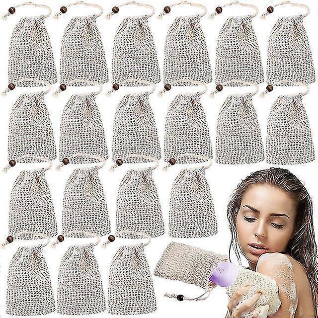 10/20/30 Pcs Handmade Soap Soap Saver Bag Exfoliating Bags,natural Sisal Soap Saver,mesh Soap Bag With Drawstring For Bath Shower Use