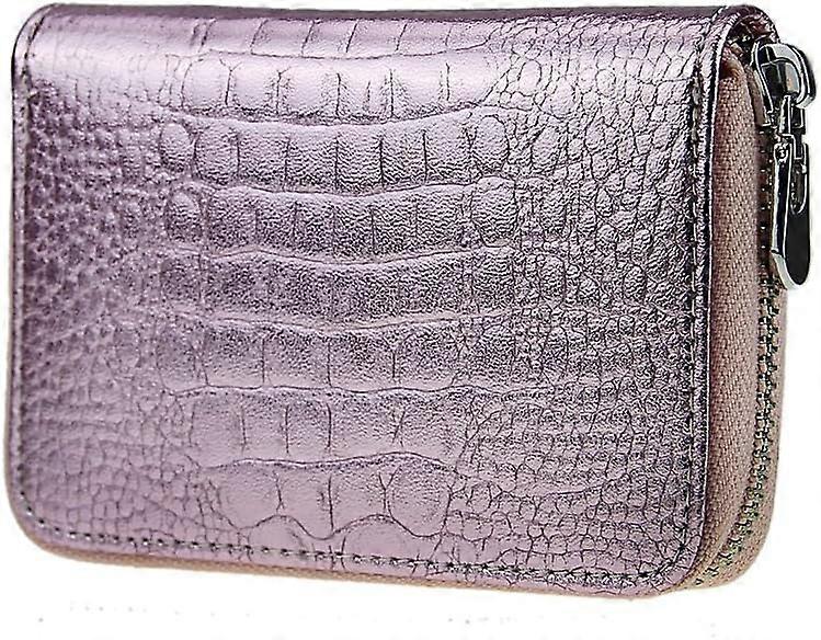 Women Crocodile Print Credit Card Holder Wallet Large Capacity Coin Purse Card Case with Zip-Around
