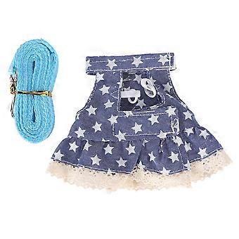 Blue Star Rabbit Harness and Leash Set for Small Pets - Adjustable, Soft and Cute Dress Leash for Hamsters, Ferrets, and Guinea Pigs (S)